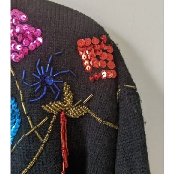Vintage 80s Beaded Sequined Western Sweater - Picture 7 of 11